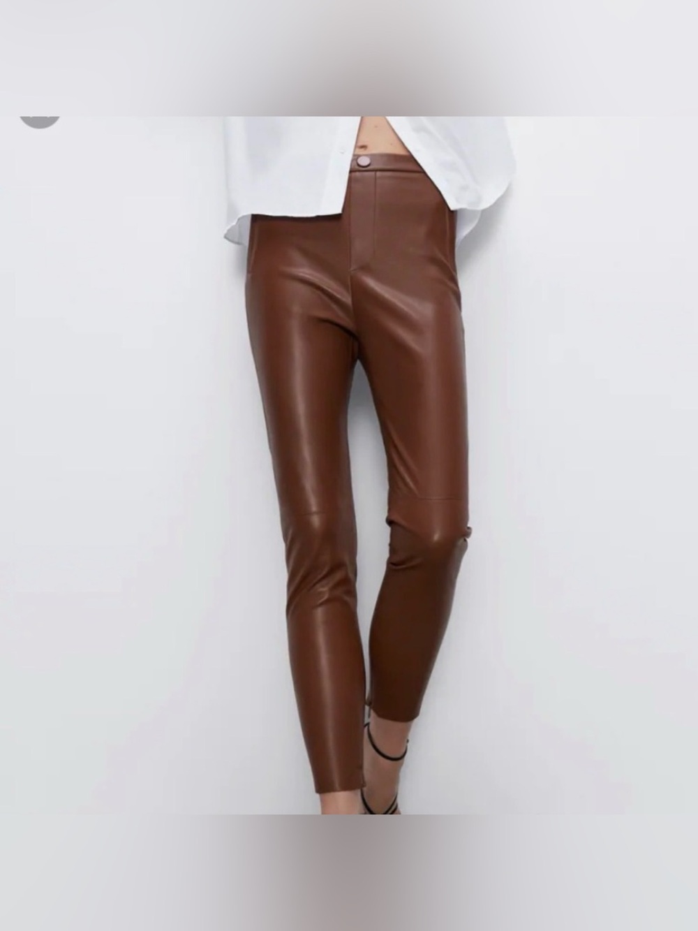 Zara Brown Faux Leather Skinny Pants